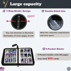 Baseball Card Binder - 900 Pocket Trading Card Holder Album, Dustproof Storage - Image 4