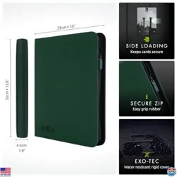 Vault X 12 XL Green Pocket Trading Card Zip Binder - Holds 624 Cards, 26 Pages - Image 3