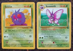 Venomoth 29/64, Non Holo, Rare, Jungle, Unlimited, Pokemon Card + Venonat 63/64 - Image 5