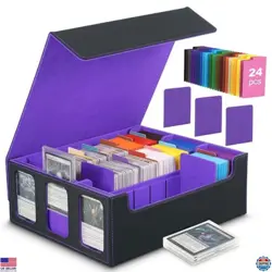 MoKo 2300+ MTG Card Storage Box - Black & Purple Deck Case with 24 Dividers - Image 1