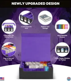 MoKo 2300+ MTG Card Storage Box - Black & Purple Deck Case with 24 Dividers - Image 2