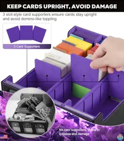 MoKo 2300+ MTG Card Storage Box - Black & Purple Deck Case with 24 Dividers - Image 4