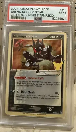 Pokemon Sword & Shield Greninja Gold Star Promo Holo Rare Card SWSH144 PSA 9 - Image 1
