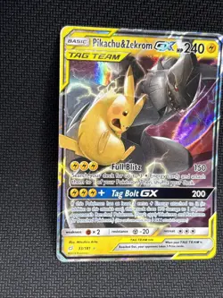 Pokemon Pikachu & Zekrom GX Tag Team TCG Sun Moon Holo Ultra Rare Card 33/181 HP - Image 3