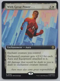 MTG Crimped Edge - FOIL With Great Power... (Extended Art) - Spider-Man -r530 - Image 1