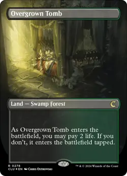MTG Overgrown Tomb (Borderless) [Ravnica: Clue Edition] Foil Near Mint Magic - Image 1