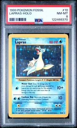 1999 POKEMON FOSSIL #10 LAPRAS-HOLO PSA 8 - Image 1