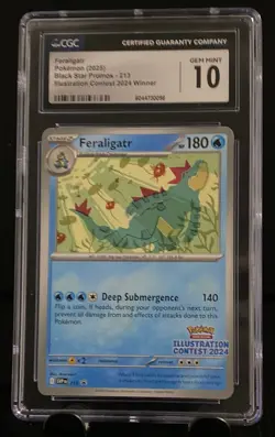 CGC 10 - Feraligatr 213 SVP Pokemon Illustration Contest 2024 Black Star Promo - Image 1