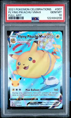 2021 POKEMON CELEBRATIONS #007 FULL ART/FLYING PIKACHU VMAX PSA 10 - Image 1