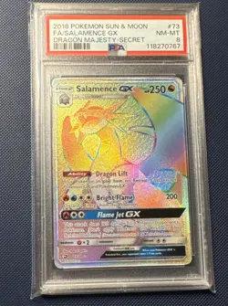 PSA 8 NM-MT Salamence GX Dragon Majesty 73/70 Pokemon Holo Rainbow Secret Rare - Image 1
