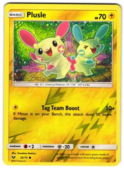 PLUSLE 33/73 - NM - SM35 SHINING LEGENDS COMMON ENGLISH POKEMON CARD - Image 1