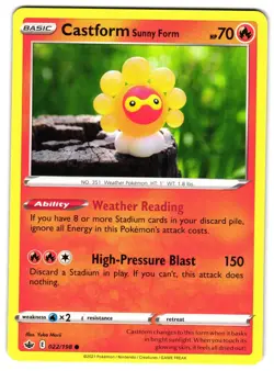 CASTFORM SUNNY FORM 22/198 - NM - SWSH6 CHILLING REIGN ENGLISH POKEMON CARD - Image 1