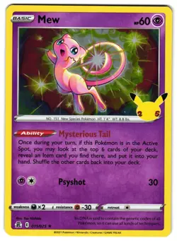 MEW 11/25 - NM - CEL25 CELEBRATIONS RARE HOLO ENGLISH POKEMON CARD - Image 1