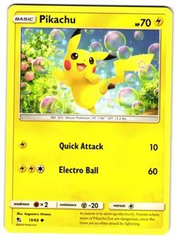 PIKACHU 19/68 - NM - SM115 UNKNOWN SERIES COMMON ENGLISH POKEMON CARD - Image 1