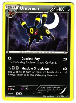 UMBREON 61/108 - LP - BW5 DARK EXPLORERS UNCOMMON ENGLISH POKEMON CARD - Image 1