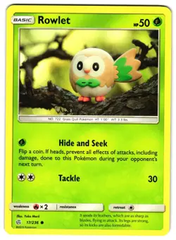 ROWLET 17/236 - NM - SM12 COSMIC ECLIPSE COMMON ENGLISH POKEMON CARD - Image 1