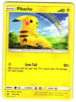 PIKACHU 28/73 - NM - SM35 SHINING LEGENDS COMMON ENGLISH POKEMON CARD - Image 1