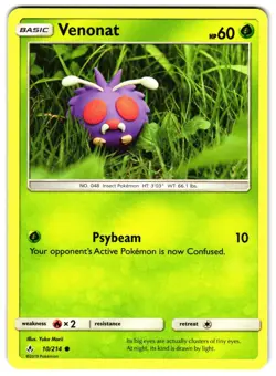 VENONAT 10/214 - NM - SM10 UNBROKEN BONDS COMMON ENGLISH POKEMON CARD - Image 1