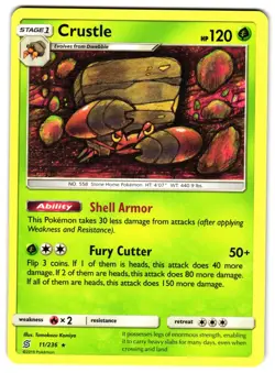 CRUSTLE 11/236 - NM - SM11 UNIFIED MINDS RARE ENGLISH POKEMON CARD - Image 1