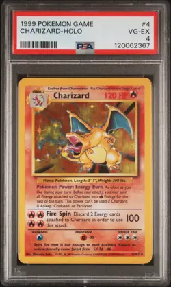 1999 POKEMON BASE SET UNLIMITED #4 CHARIZARD-HOLO PSA 4 - Image 1
