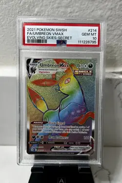 Pokemon Umbreon VMAX Evolving Skies Secret Rare Full Art #214 PSA 10 Gem Mint - Image 1