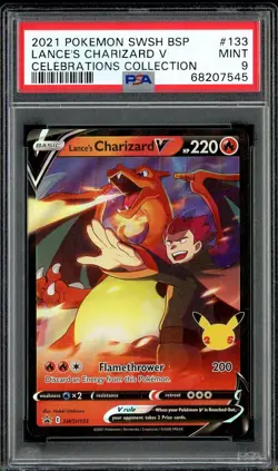 2021 Pokemon SWSH BSP Celebrations Promo #SWSH133 Lance's Charizard V PSA 9 - Image 1