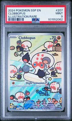 PSA 9 Clobbopus Illustration Rare #207 2024 Pokemon Ssp Surging Sparks 100924760 - Image 1