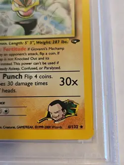 2000 Pokemon Gym Challenge GIOVANNIS MACHAMP HOLO 1st Edition 6/132▪PSA 8 Grade - Image 3