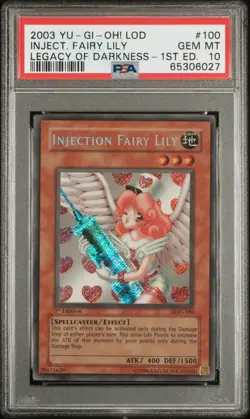 2003 YU-GI-OH! LOD-LEGACY OF DARKNESS 1ST ED #100 INJECTION FAIRY LILY PSA 10 - Image 1