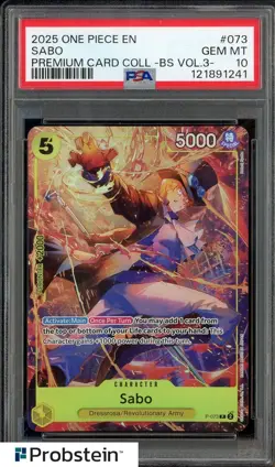 2025 One Piece EN Premium Card Coll BS Vol 3 #073 Sabo PSA 10 GEM MINT - Image 1