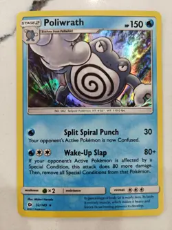 Pokemon Card Poliwrath Sun & Moon Holo Rare 32/149 Near Mint - Image 1