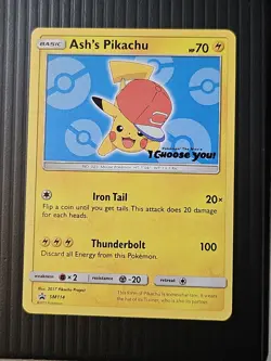Pokemon TCG Ash's Pikachu SM114 2017 Movie Promo Card, Near Mint Condition - Image 1