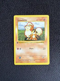 Pokemon Growlithe 1st Edition Shadowless Base Set 1999 Card 28/102 - Image 1