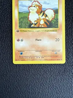 Pokemon Growlithe 1st Edition Shadowless Base Set 1999 Card 28/102 - Image 3