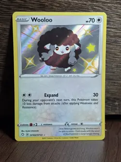 Wooloo SHINY SV103/SV122 Shining Fates NM Holo Foil Rare Pokemon Card - Image 1