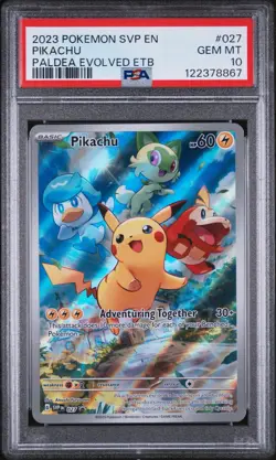 PSA 10 Pikachu 027 SVP 2023 Pokemon Paldea Evolved ETB Black Star Promo GEM MINT - Image 1