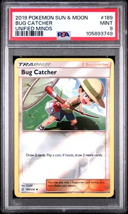 2019 POKEMON SUN & MOON UNIFIED MINDS #189 BUG CATCHER PSA 9 - Image 1