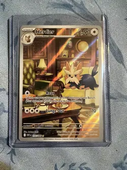 Pokemon White Flare Illustration Rare Herdier 155/086 Pokemon TCG NM - Image 1