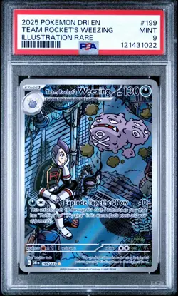 (PSA 9) Pokemon: Destined Rivals - Team Rocket's Weezing #199 [Illustration] - Image 1