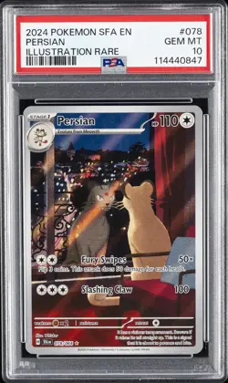 2024 POKEMON SFA EN-SHROUDED FABLE ILLUSTRATION RARE #078 PERSIAN PSA 10 - Image 1