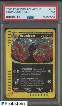 2003 Pokemon Aquapolis #H11 Houndoom Holo PSA 7 NM - Image 1