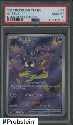 2024 Pokemon TEF EN Illustration Rare #177 Gastly PSA 10 GEM MINT - Image 1