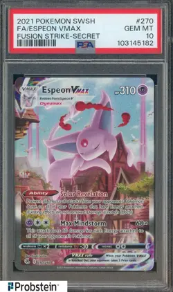 2021 Pokemon SWSH Fusion Strike Secret #270 Espeon Vmax Fa PSA 10 GEM MINT - Image 1
