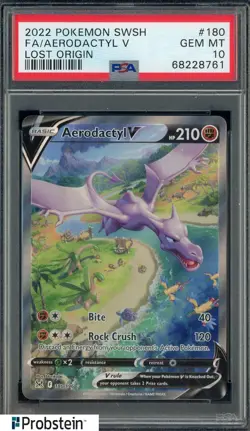 2022 Pokemon SWSH Lost Origin #180 Aerodactycl V PSA 10 GEM MINT - Image 1