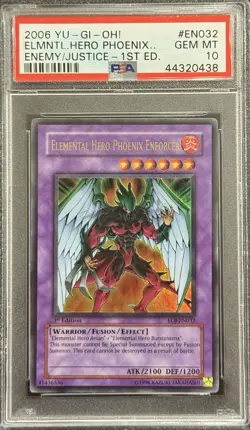 2006 PSA 10 YUGIOH 1ST ED ENEMY OF JUSTICE ULTRA RARE E HERO PHOENIX ENFORCER - Image 1