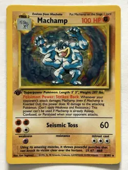 Pokemon TCG Machamp Holo 1st Edition Rare Card Base Set - Image 1