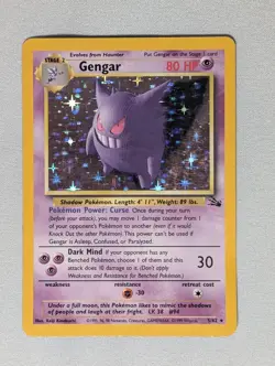 Pokemon TCG Gengar 5/62 Fossil Unlimited Holographic Card - Image 1