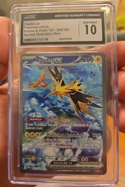 Zapdos 202/165 EX CGC 10 Special Illustration Rare Pokemon 151 Card Mew EN GEM - Image 1