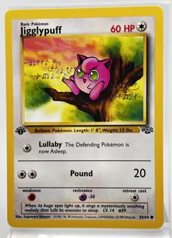 Jigglypuff 54/64 First Edition Pokemon Card 1999 Jungle Set LP - Image 1