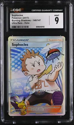 CGC 9 MINT Sophocles 2017 Burning Shadows 146/147 Ultra Rare Holo Pokemon Card - Image 1